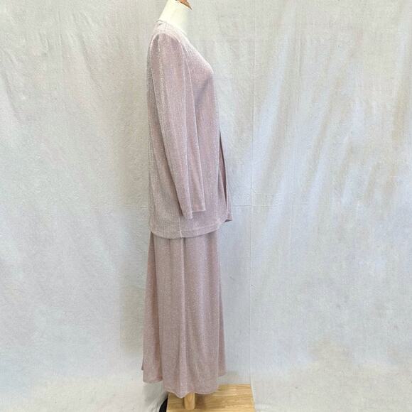 Alex Evenings formal metallic maxi sheath slinky dress & open jacket set size 12 - Picture 11 of 15